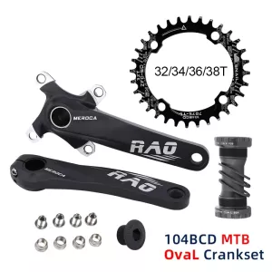 32/34/36/38T 170mm Bicycle Crankset Chainwheel Aluminum Alloy MTB Mountain Sprocket 104BCD Hollow Monoplate Cranks bike parts