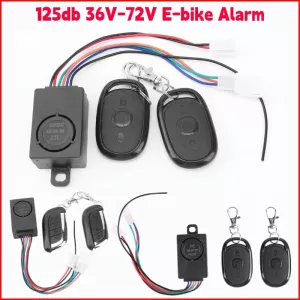E-bike Alarm System 36-72V 125dB Anti-Theft for Electric Scooter Bicycle Security Anti Lost Remote Control Detector Alarm 1-3Set