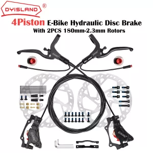 DYISLAND LD4X-300 4Pistons E-Bike Hydraulic Disc Brake 2-PIN&3-PIN Power-Off Hydraulic Disc Brake Set With 2Pcs180mm Rotors