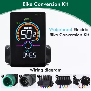 UART2 M5C-2 E-bike LCD Digital Color Display Meter SM/Waterproof Connection Plug Digital ebike Electric Bicycle Display USB