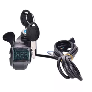 Electric Thumb Throttle Voltmeter Digital Voltage LCD Display Switch Power With Key Lock Electric Bike Finger Thumb Throttle