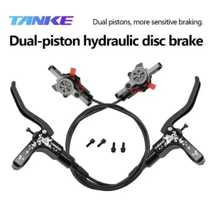 TANKE MTB Hydraulic Disc Brake Set 160mm Rotors Oil Calliper Plate Mountain Bicycle Clamp Handle Bike Double piston oil brake