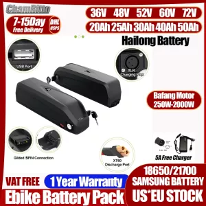 36V48V52V E bike Battery 20 30 40ah 50ah 60ah Electric Bicycle Bike Batteria Hailong 18650 Cells 60v72v Bafang 750w 2000w 3000w