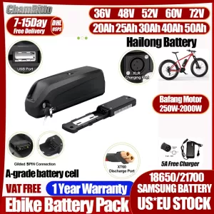 36v48v52v Hailong 60v72v ebike battery 20ah 30 40 50ah 60ah batterie velo electrique bafang 750w 2000w 13s5p 48v lithium battery