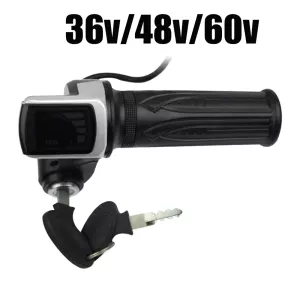 36V/48V/60V Electric Scooter Throttle Grip With Key Lock Power Indicator Speed Control Handlebar E-scooter Acceleration Throttle