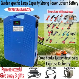 21V24V36V48V60V72V Garden Tools Universal Lithium Battery Backpack Large Capacity Strong Power High Range Lithium Battery