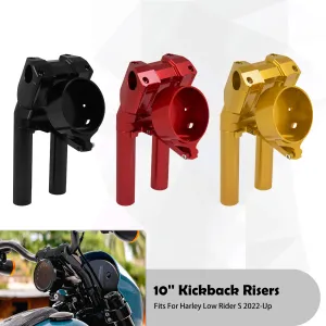 Motorcycle 10'' Handlebar Risers Bracket Kit Adjustable Kickback Riser Instrument Support For Harley Softail Low Rider S 2022-Up