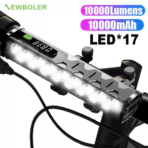 Bicycle Light 10000mAh 17 LED Bike Light Front Rechargeable LED Flashlight 10000LM Headlight with Power Bank Bicycle Accessories
