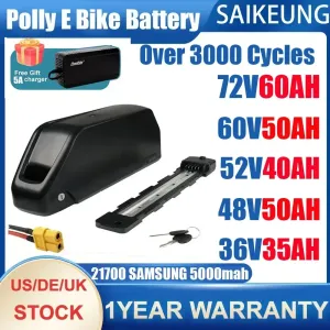 Electric bicycle bike battery Downtube Hailong Polly DP7 48V 52 36 60 72V 20 25 30ah 35 40 50Ah 60Ah 3000W 21700 Lithium Battery