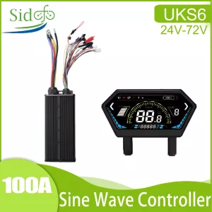 48V-72V 100A E-Bike Sine Wave Brushless Motor Controller with UART2 3000W 5000W UKS6 Display Set for Electric Bicycle Scooter