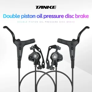 TANKE MTB Hydraulic Disc Brake 2Piston Lightweight XC Trail Calipers Original Metal Pads Oil Pressure Rotor handlebar short grip