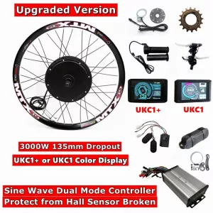 NBpower 72V 3000W 135mm Dropout Electric Bike Brushless Hub Motor Wheel Kit Elike Conversion Kit with Sine Wave Controller