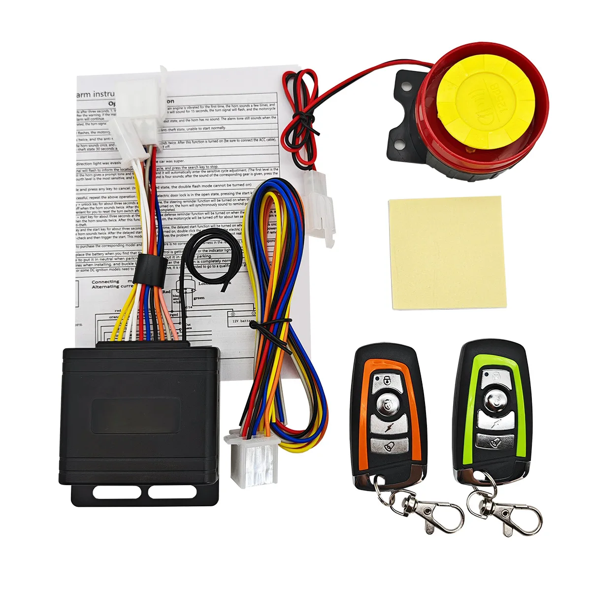 Car Alarm System Kit With Remotes And Manual