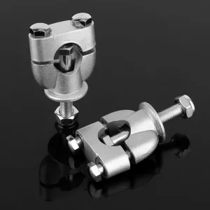 1 Pair 7/8′ 22mm Silver Handle Bar Mount Mounting Riser Clamp For ATV Motorcycle