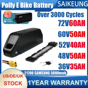 Electric bicycle bike battery Downtube Hailong Polly DP7 48V 52 36 60 72V 20 25 30ah 35 40 50Ah 60Ah 3000W 21700 Lithium Battery
