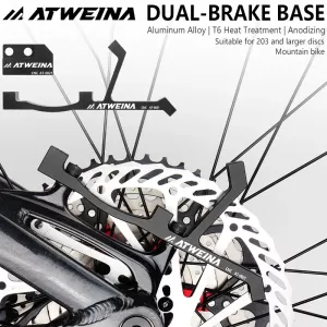 ATEWINA MTB Dual Disc Brake Adapter Kit CNC Aluminum Alloy Post Mount for 203mm/220mm Rotors and Oil Pipe Divider