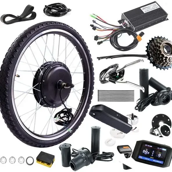 Electric Bike Conversion Kit Components Displayed