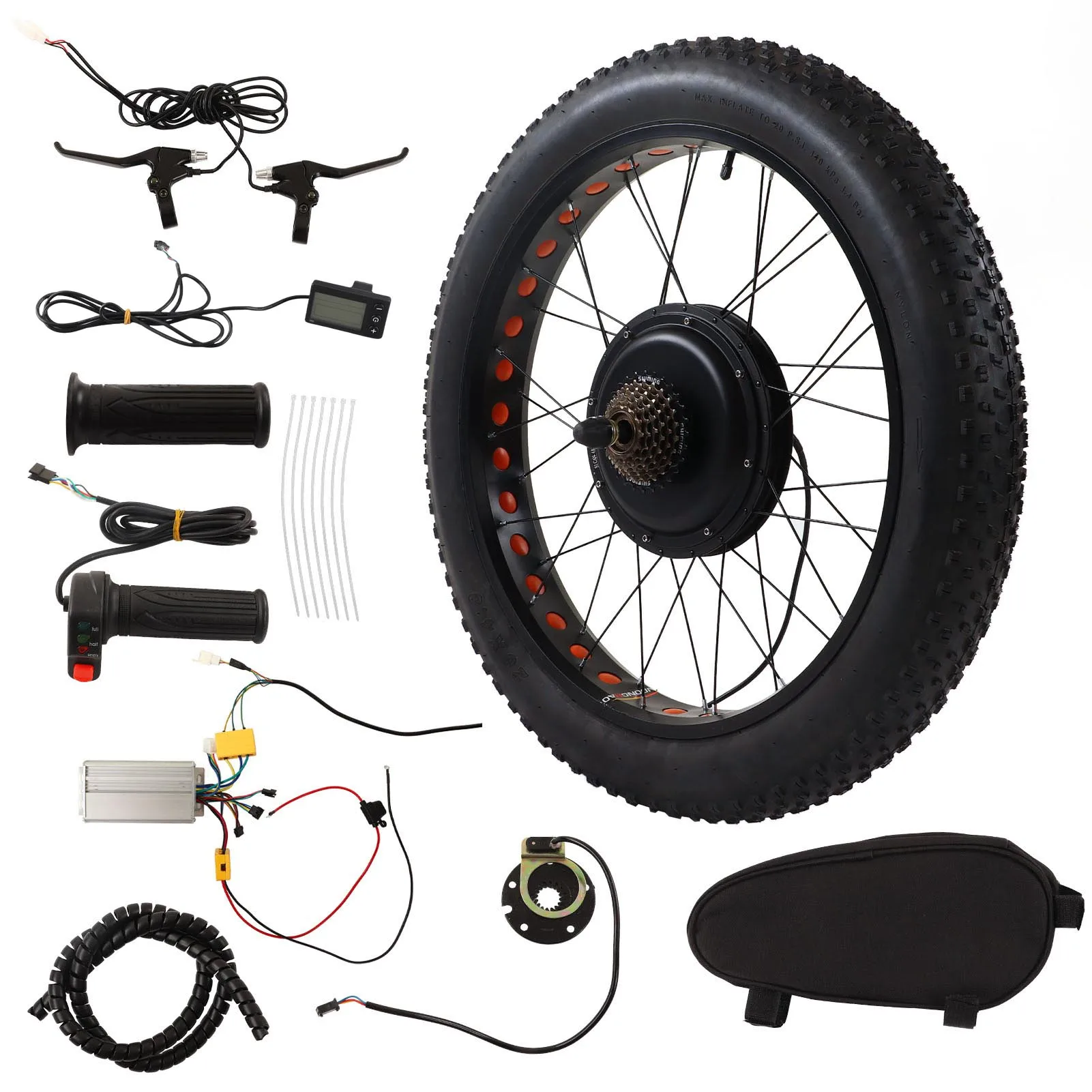 Electric Bicycle Conversion Kit Components Displayed