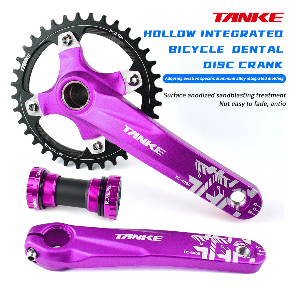 Hollow Integrated Bicycle Crankset In Purple