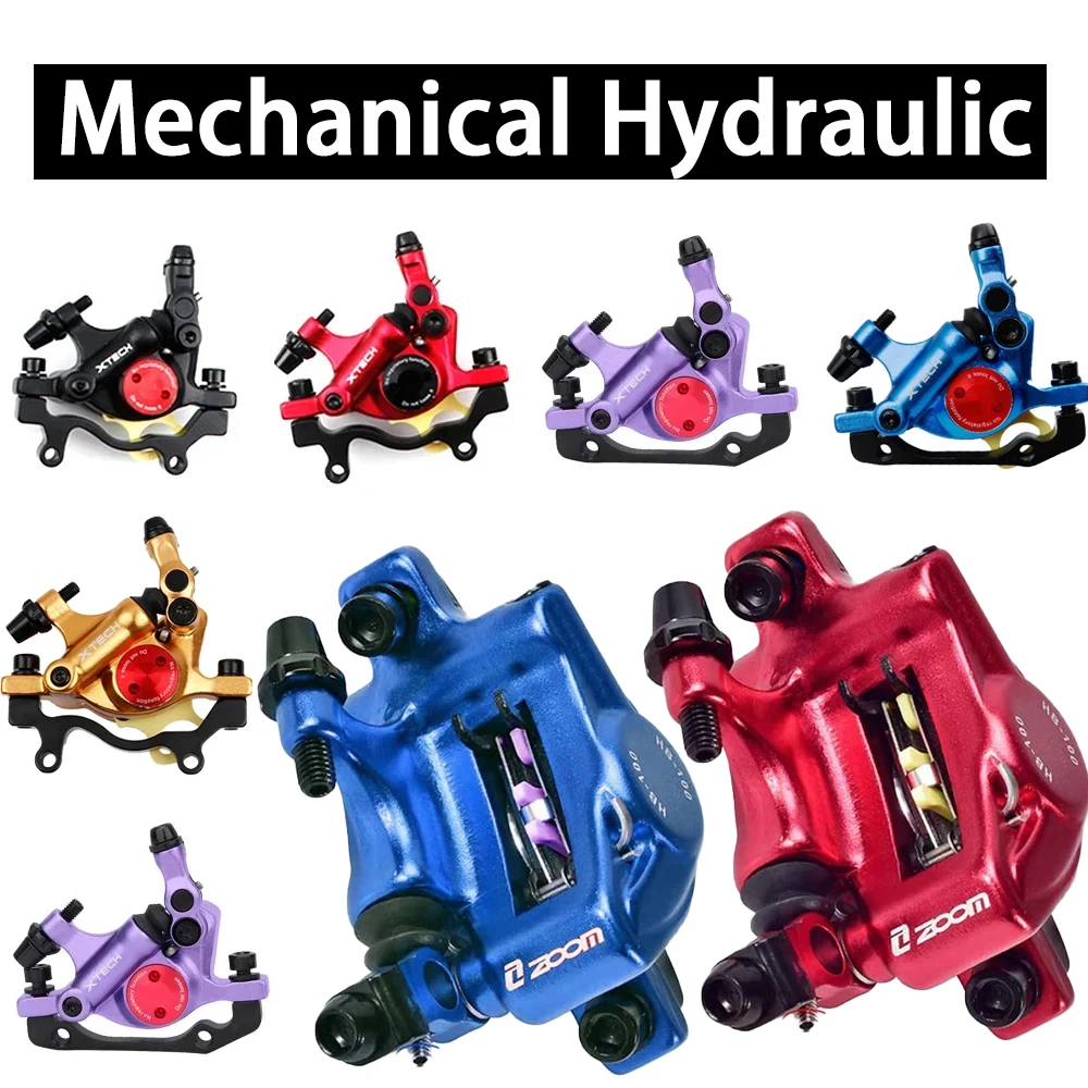 Colorful Mechanical Hydraulic Brake Calipers Displayed