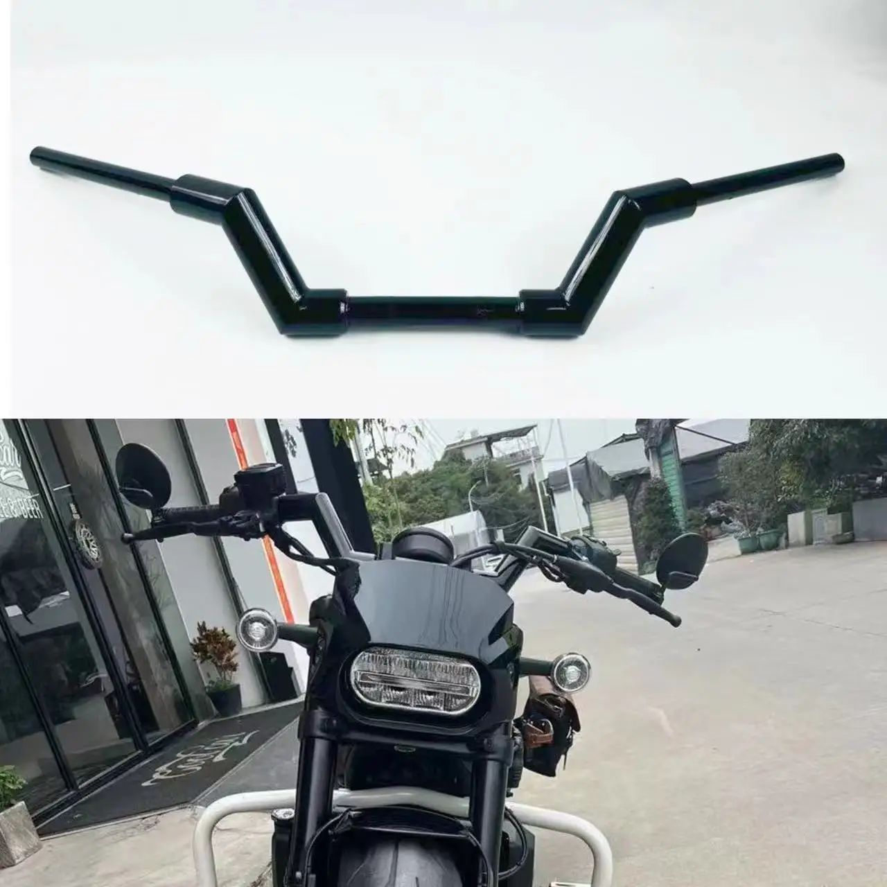 Motorcycle Handlebar And Black Bike Scene