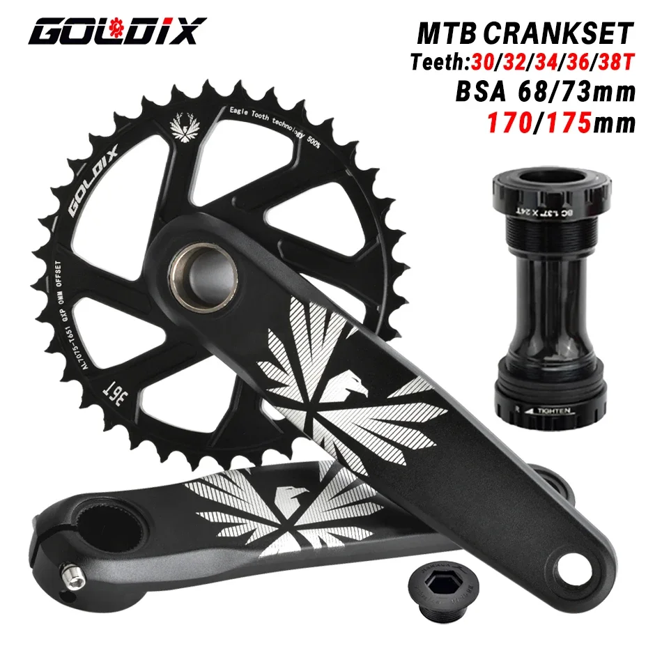 Mountain Bike Crankset With Bottom Bracket Components