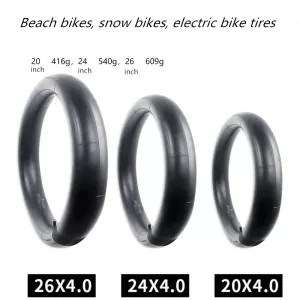 1 pcs Beach Bike Snow Bike Inner Tube 20×4.0/24×4.0/26×4.0 AV Schrader Electric Bike Tire Cycling Tire Rubber Tube 20/24/26 Inch